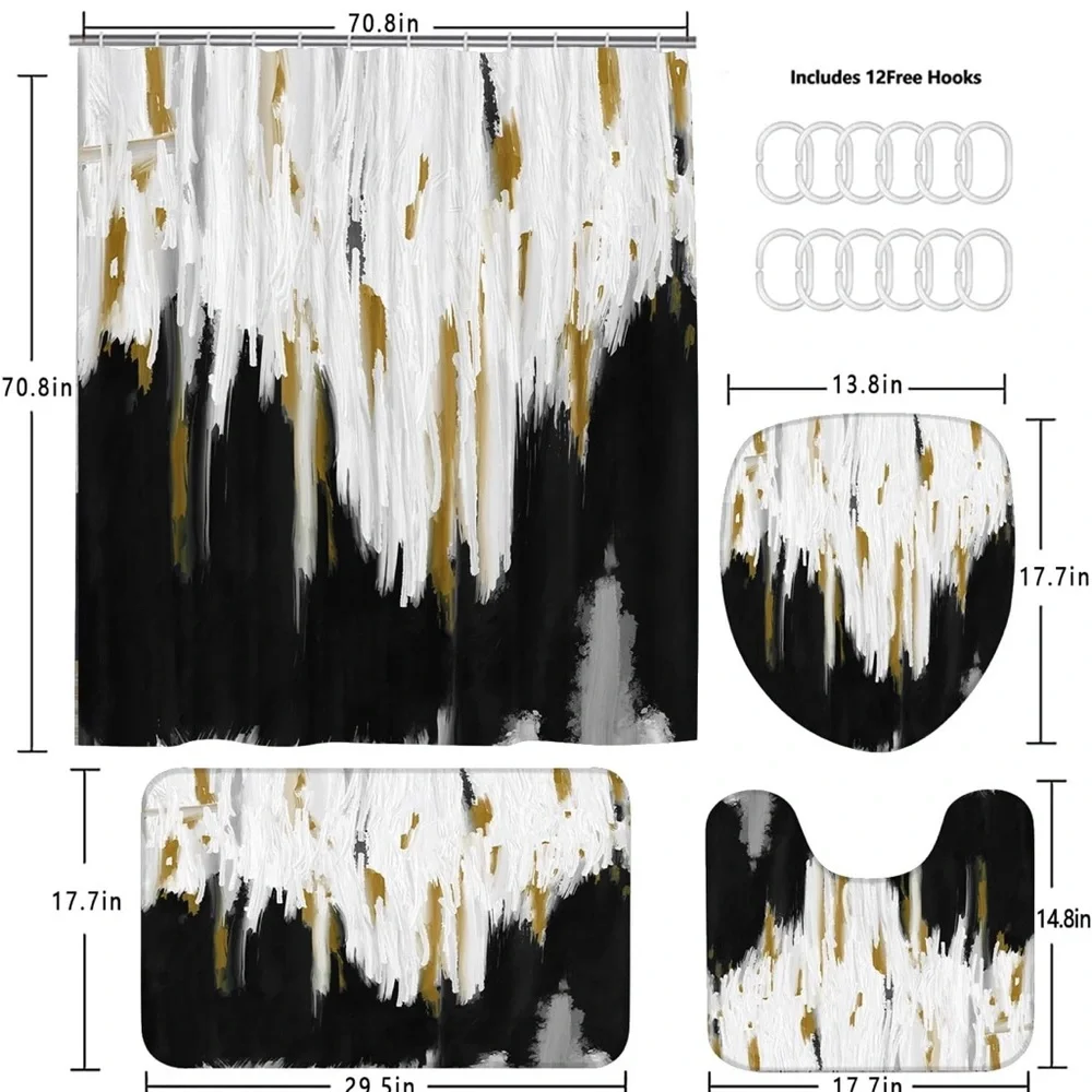 Modern Black, White, and Gold Bathroom Accessory Set